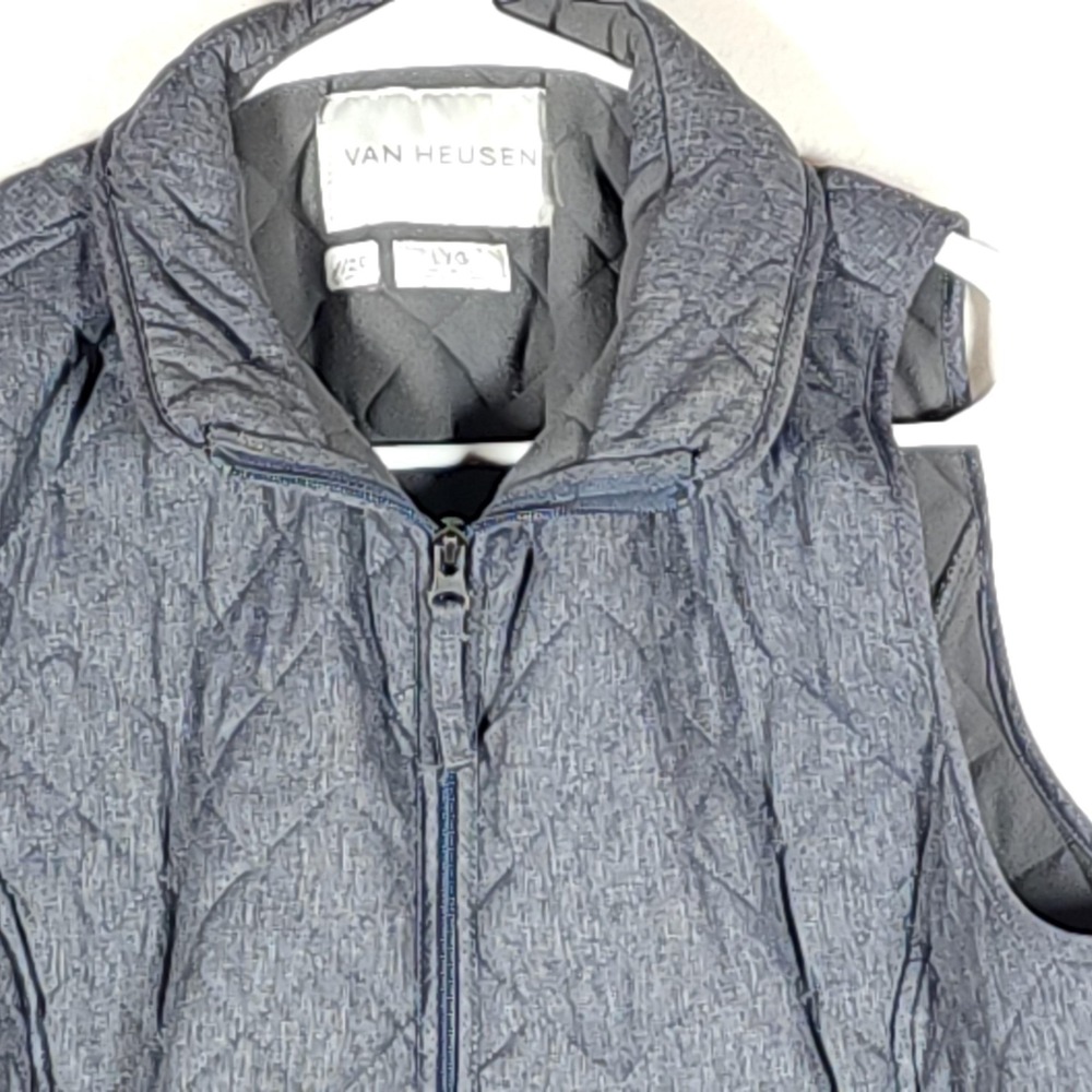Van Heusen Vest Mens Large Gray Quilted Full Zip Insulated Padded Lined